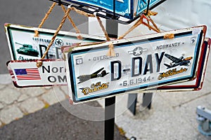 Metal Plate Normandy landings D-DAY, Port en bessin in Normandy, France