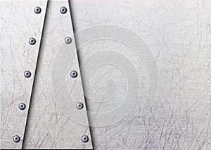 metal plate with rivets over rustic steel background, 3d, illustration