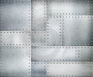 Metal plates with rivets background or texture