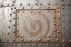 Metal plates with rivets background or texture