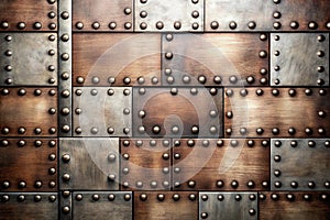 Metal plates with rivets background or texture