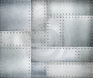 Metal plates with rivets background or texture photo