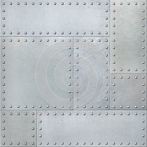 Metal plates with rivets seamless background or texture photo