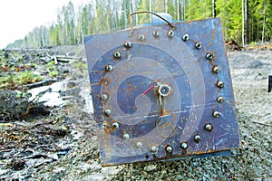 Metal plug on the water pipe to the Nord stream 2 pipeline photo