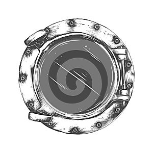 Metal porthole illustration