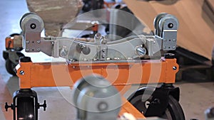 Metal products on the factory Technological production line.