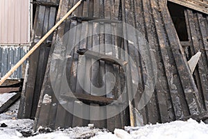 Metal profiled sheet from the roof after a fire