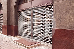 Metal protective grilles windows. window grill, facade, protected
