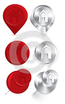 Metal push pins and buttons vector