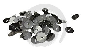 Metal pushpins isolated on a white background