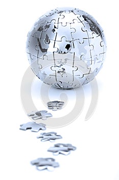 Metal puzzle globe