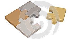 Metal puzzle symbol Isolated in white background.  3d illustration
