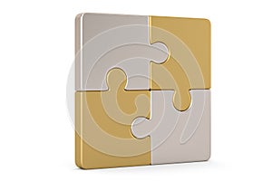 Metal puzzle symbol Isolated in white background.  3d illustration