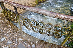 Metal Railing Detail on Concrete Bridge Over Plava Voda Spring