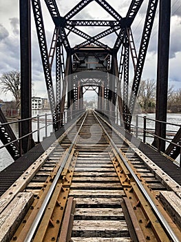 Metal railroad bridge in Appleton, Wisconsin