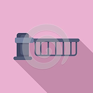 Metal railway crossing barrier icon flat vector. Control pass