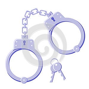 Metal realistic gray handcuffs