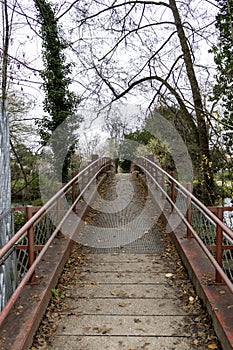 Metal red bridge.