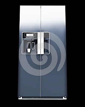 Metal refrigerator isolated on background