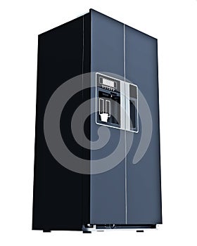 Metal refrigerator isolated on background