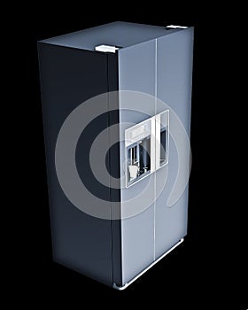 Metal refrigerator isolated on background