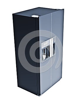 Metal refrigerator isolated on background