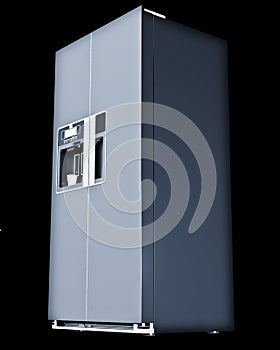 Metal refrigerator isolated on background