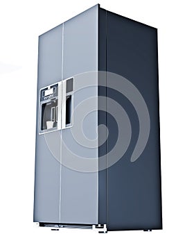 Metal refrigerator isolated on background