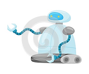 Metal Robot as Artificial Intelligence or Futuristic Android Vector Illustration