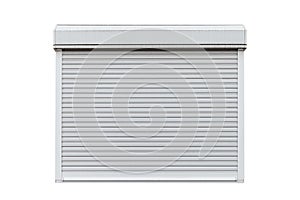 Metal roller window shutter isolated on white