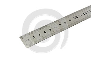Metal ruler with centimetre scale photo