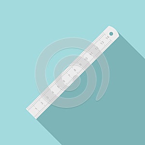 Metal ruler icon, flat style