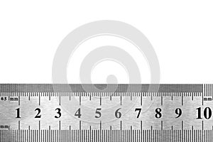Metal ruler isolated on white background.