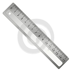Metal ruler. Straight line drawing school tool