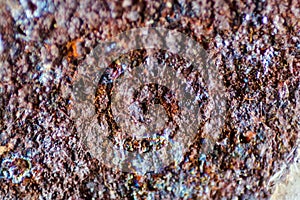 Metal rust texture, macro photography, material steel, red, background