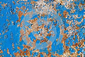 metal rusty wall with blue paint