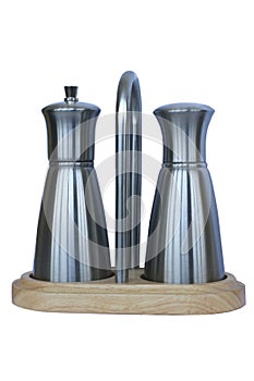 Metal saltcellar and pepperbox