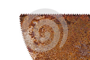 metal saw blade with rust isolated on white background