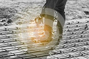 Metal sawing sparks while cutting steel