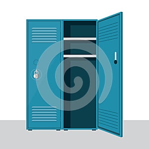 Metal school locker vector illustration isolated on white background