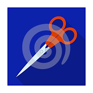 Metal scissors with red handles . School device for cutting out .School And Education single icon in flat style vector