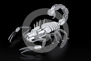 Metal scorpion cnc precision on black background