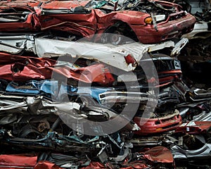 Metal Scrap Yard Crushed Cars