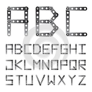 Metal screwed alphabet font photo