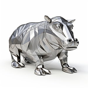 Metal Sculpture Of A Hippo: Post-cubist Digital Art