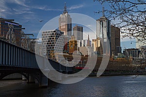 Metal sculptures on Sandridge Bridge, Yarra River, Melbourne