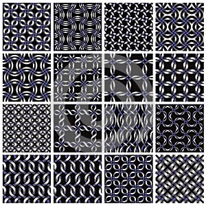 Metal seamless patterns set.