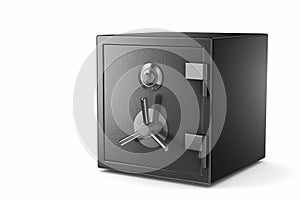 Metal security safe box onw white background