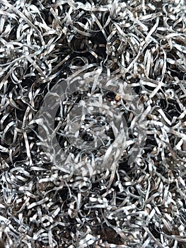 Metal shavings close up. Metal shavings background.