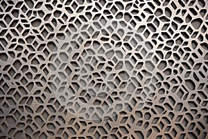 metal sheet with hexagonal perforations against neutral background